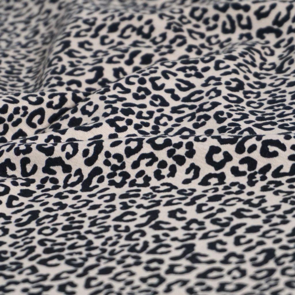 Preview: Baumwolljersey Leo Animalprint beige schwarz